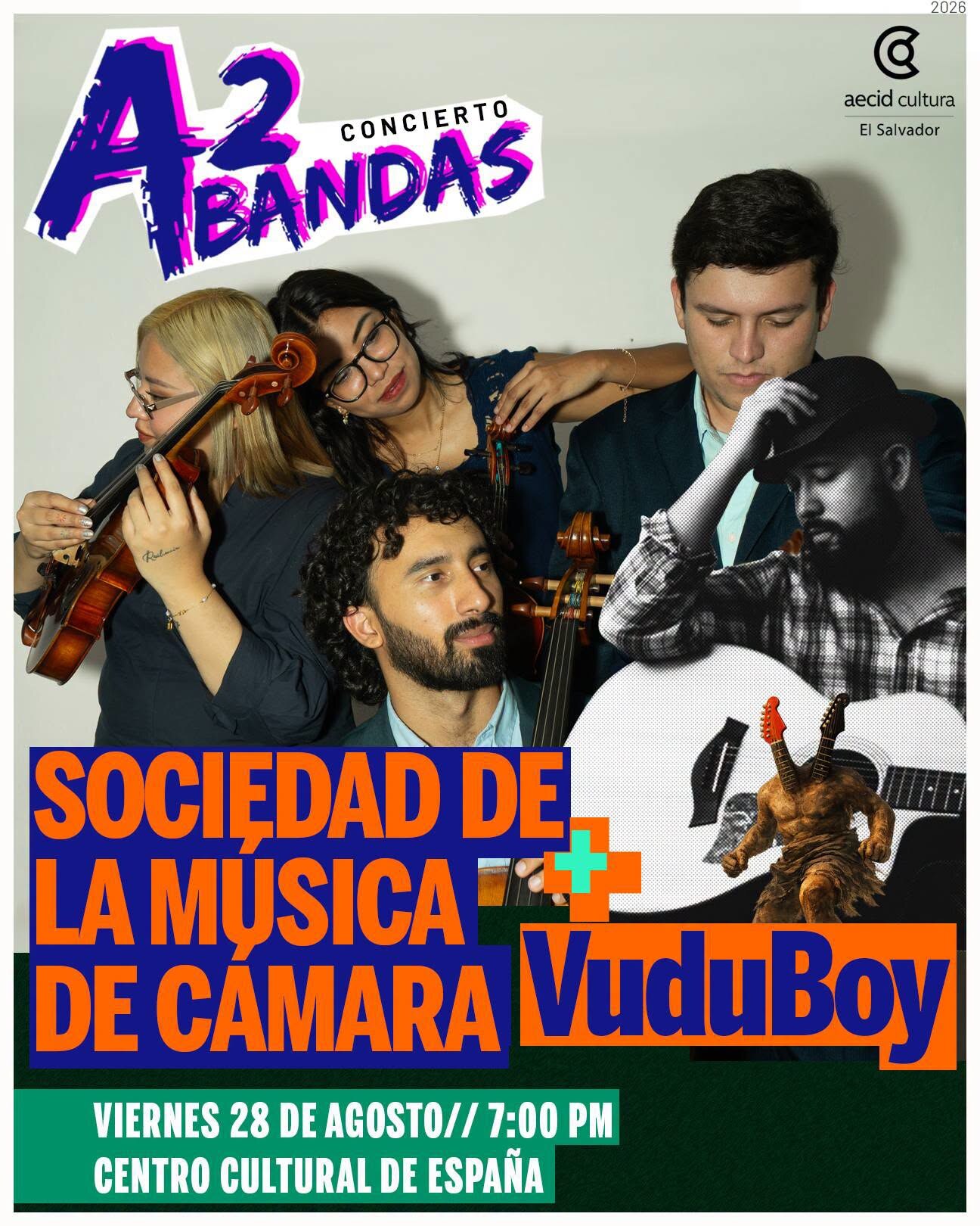 Afiche del concierto A2Bandas: Sociedad de Música de Cámara + Vudu Boy