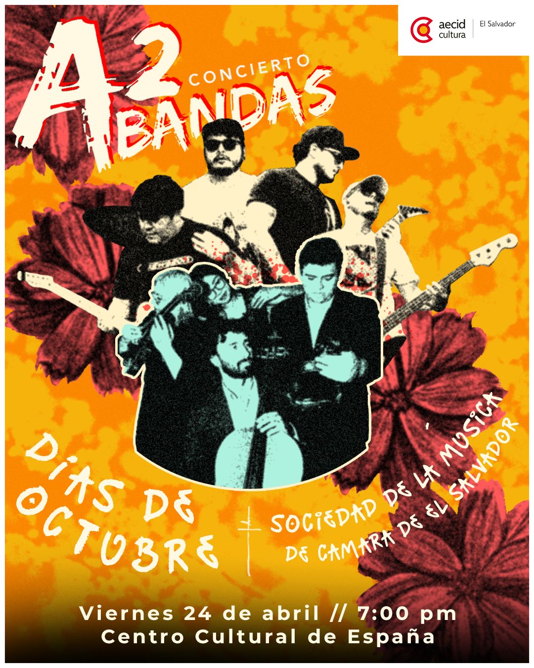 Afiche del concierto A2Bandas: Días de Octubre + Sociedad de Música de Cámara